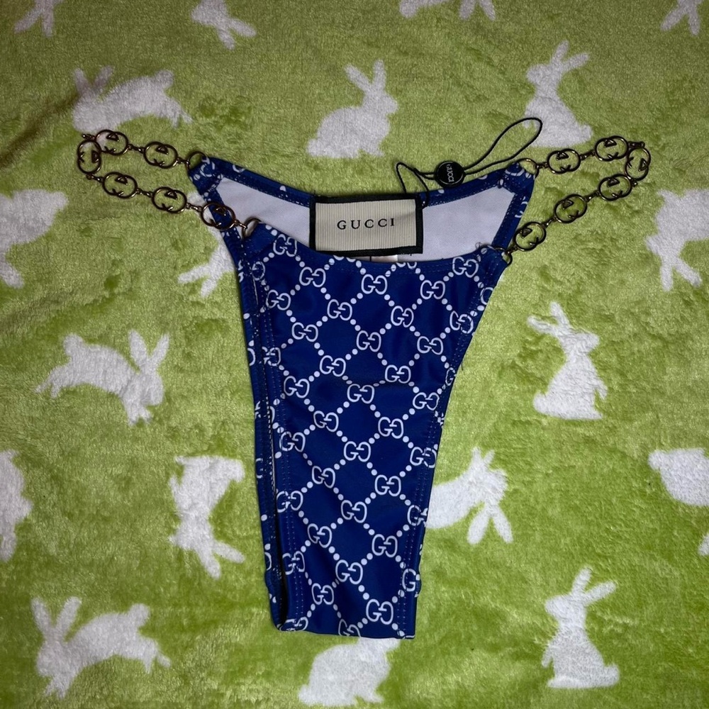 Gucci Blue GG Chain-Detail Bikini Bottom